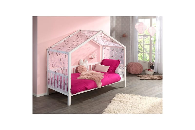 Hussäng med textilsats Dallas 90x200 cm Vit, Med staket, Utan låda - Vit, Med staket, Utan låda - Möbler - Barnmöbler - Barnsäng & juniorsäng - Hussäng