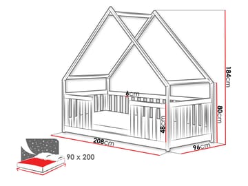 Jovricon Hussäng 96x208 cm - Beige - Möbler - Barnmöbler - Barnsäng & juniorsäng - Hussäng