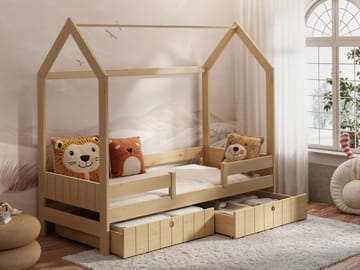 Kagetaka Sängram Hussäng 80x180 cm med förvaring - Brun - Möbler - Barnmöbler - Barnsäng & juniorsäng - Hussäng