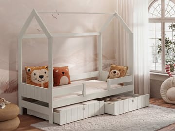 Kagetaka Sängram Hussäng 90x200 cm med förvaring - Beige - Möbler - Barnmöbler - Barnsäng & juniorsäng - Hussäng