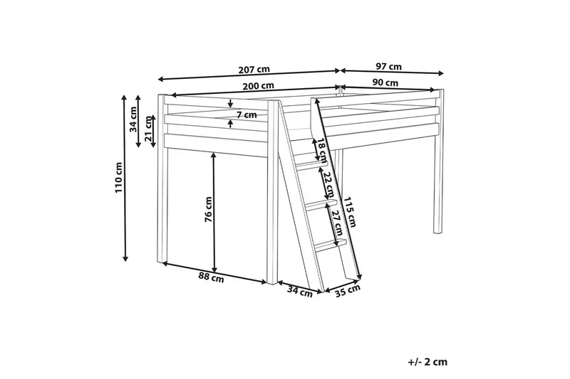 Låg våningssäng Ascoux - Vit - Möbler - Barnmöbler - Barnsäng & juniorsäng - Våningssäng barn