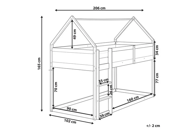 Låg våningssäng Dienne - Grå - Möbler - Barnmöbler - Barnsäng & juniorsäng - Loftsäng barn