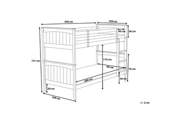 Våningssäng Radon 90x200 cm - Vit - Möbler - Barnmöbler - Barnsäng & juniorsäng - Loftsäng barn