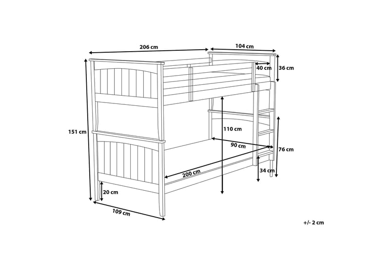 Våningssäng Radon 90x200 cm - Vit - Möbler - Barnmöbler - Barnsäng & juniorsäng - Loftsäng barn