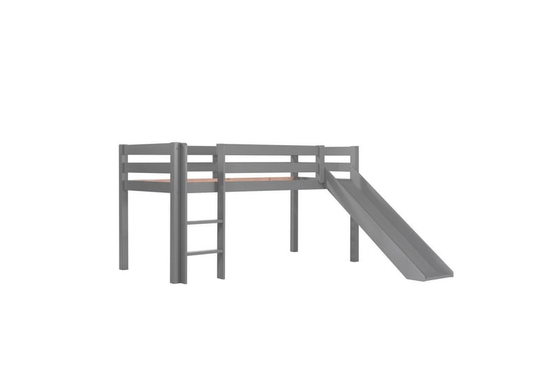 Mellanhög säng med rutschkana Pino Grå, 115 cm - Grå, 115 cm - Möbler - Barnmöbler - Barnsäng & juniorsäng - Loftsäng barn