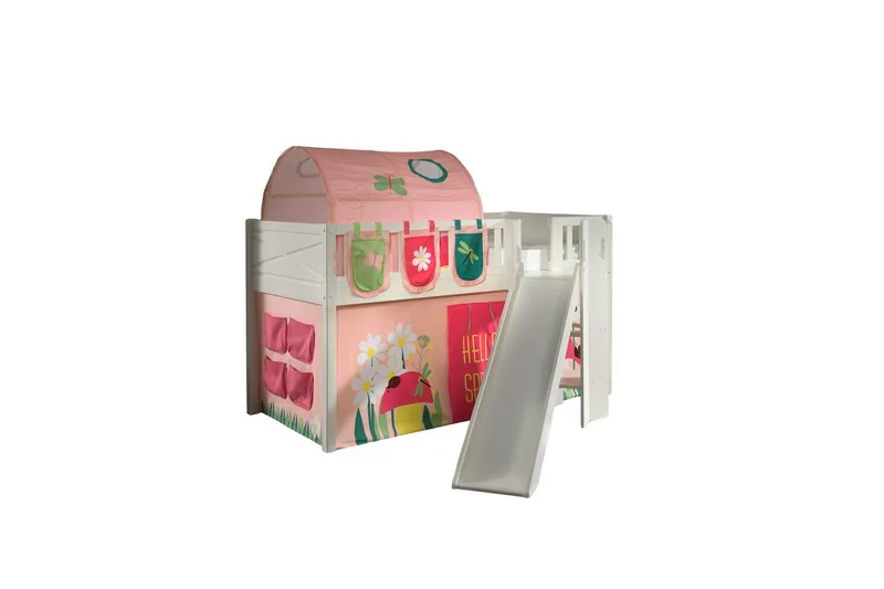 Mellanstegsäng med rutschkana och matchande textilset (lekgardin, tunnel och förvaringsfickor) Scott Vår, Vår