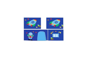 Mellanstegsäng med rutschkana och matchande textilset (lekgardin och förvaringsfickor) Scott Astro - Astro - Möbler - Barnmöbler - Barnsäng & juniorsäng - Loftsäng barn