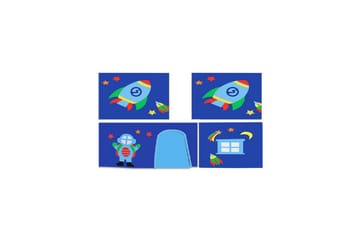 Mellanstegsäng med rutschkana och matchande textilset (lekgardin och tunnel) Scott Astro - Astro - Möbler - Barnmöbler - Barnsäng & juniorsäng - Loftsäng barn
