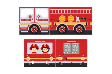 Mellanstegsäng med rutschkana och matchande textilset (lekgardin) Scott Brandbil - Brandbil - Möbler - Barnmöbler - Barnsäng & juniorsäng - Loftsäng barn