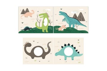 Mellanstegsäng med rutschkana och matchande textilset (lekgardin) Scott Dino - Dino - Möbler - Barnmöbler - Barnsäng & juniorsäng - Loftsäng barn