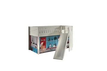 Mellanstegsäng med rutschkana och matchande textilset (lekgardin) Scott Husdjursaffär - Husdjursaffär - Möbler - Barnmöbler - Barnsäng & juniorsäng - Loftsäng barn