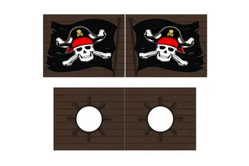 Mellanstegsäng med rutschkana och matchande textilset (lekgardin) Scott Karibiska Pirater - Karibiska Pirater - Möbler - Barnmöbler - Barnsäng & juniorsäng - Loftsäng barn