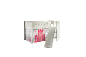 Mellanstegsäng med rutschkana och matchande textilset (lekgardin) Scott Prinsessa - Prinsessa - Möbler - Barnmöbler - Barnsäng & juniorsäng - Våningssäng barn