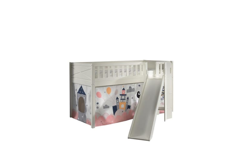 Mellanstegsäng med rutschkana och matchande textilset (lekgardin) Scott Prinsessa Sophie, Prinsessa Sophie