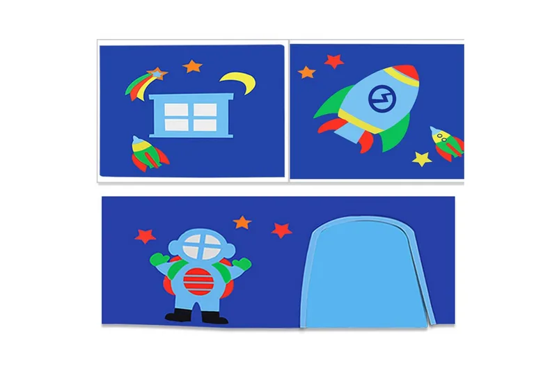 Mellanstegsäng med stege och matchande textilset (lekgardin, tunnel och förvaringsfickor) Scott Astro - Astro - Möbler - Barnmöbler - Barnsäng & juniorsäng - Loftsäng barn