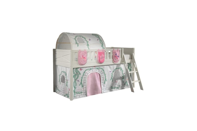 Mellanstegsäng med stege och matchande textilset (lekgardin, tunnel och förvaringsfickor) Scott Birdy, Birdy