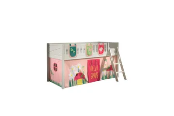 Mellanstegsäng med stege och matchande textilset (lekgardin och förvaringsfickor) Scott Vår - Vår - Möbler - Barnmöbler - Barnsäng & juniorsäng - Loftsäng barn