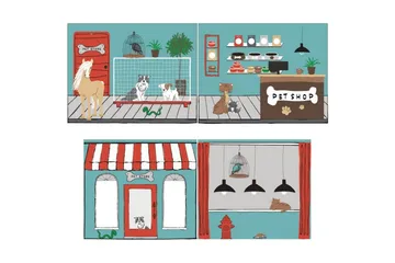 Mellanstegsäng med stege och matchande textilset (lekgardin) Scott Husdjursaffär, Djurbutik - Husdjursaffär, Djurbutik - Möbler - Barnmöbler - Barnsäng & juniorsäng - Loftsäng barn