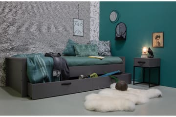 Säng Janey med Förvaring 95x214 cm - Grå - Möbler - Barnmöbler - Barnsäng & juniorsäng - Barnsäng med förvaring