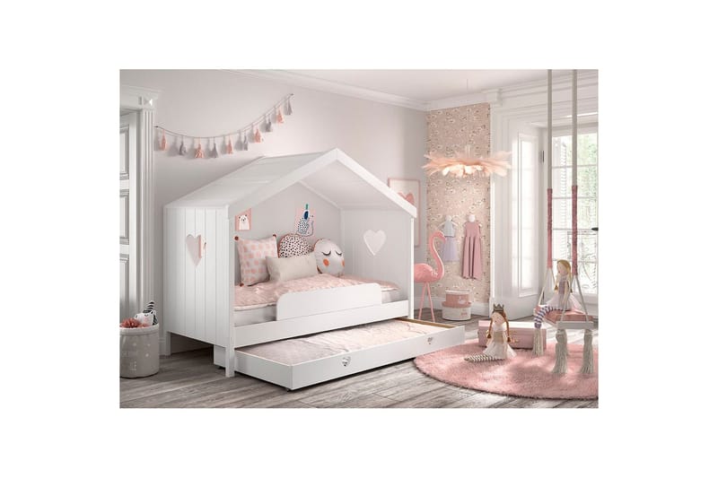 Säng med låda fallskydd Amori Vit - Möbler - Barnmöbler - Barnsäng & juniorsäng - Hussäng