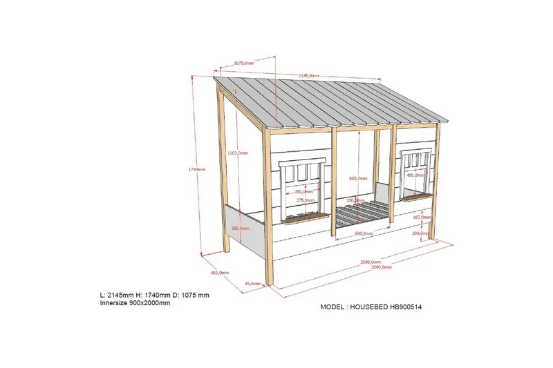 Säng med låda Hussäng Brun - Brun - Möbler - Barnmöbler - Barnsäng & juniorsäng - Hussäng