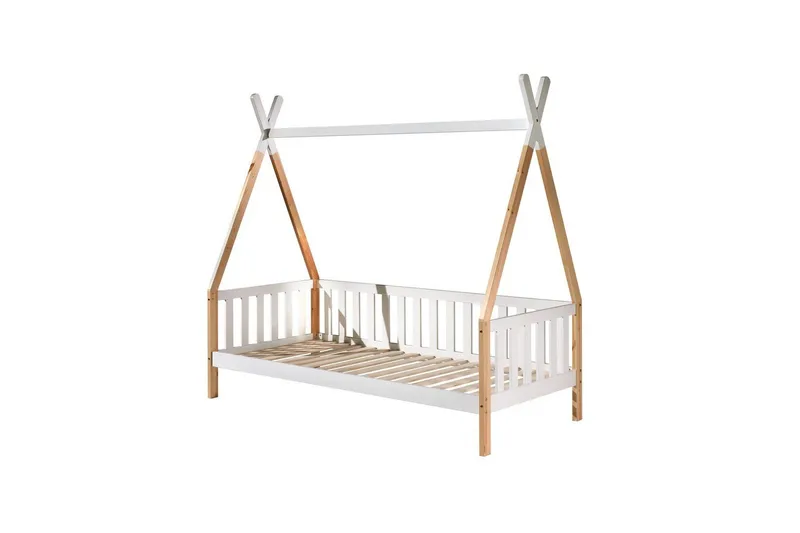 Säng med Låda Tipi Natur, Med staket - Natur, Med staket - Möbler - Barnmöbler - Barnsäng & juniorsäng - Hussäng