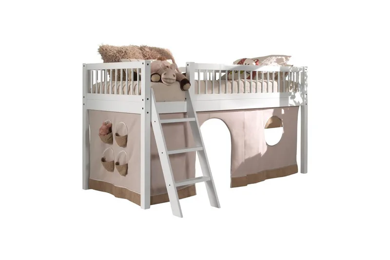 Säng med textil set mellansovare Forrest Vit, Vit