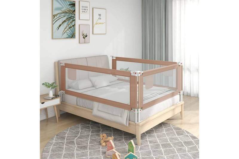 Sängskena för barn taupe 120x25 cm tyg - Brun - Tillbehör barnsäng