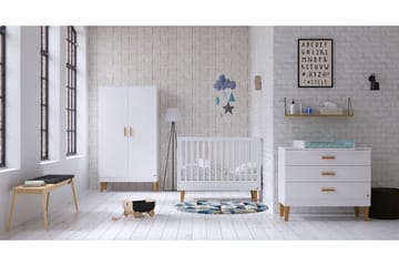 Spjälsäng Lounge 60x120 cm Trä/Natur/Vit - Ek/vit - Möbler - Barnmöbler - Barnsäng & juniorsäng - Spjälsäng