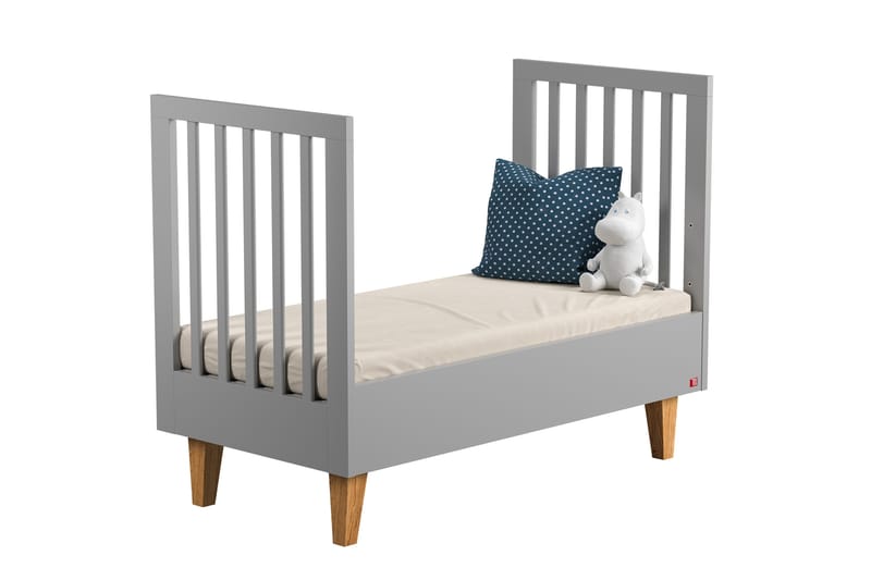 Spjälsäng Lounge 70x140 cm Grå/Trä/Natur - Grå/Ek - Möbler - Barnmöbler - Barnsäng & juniorsäng - Spjälsäng