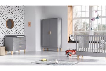 Spjälsäng Lounge 70x140 cm Grå/Trä/Natur - Grå/Ek - Möbler - Barnmöbler - Barnsäng & juniorsäng - Spjälsäng