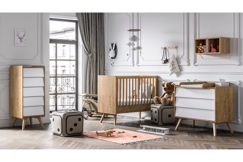 Spjälsäng Vintage 70x140 cm Trä/Natur - Ek - Möbler - Barnmöbler - Barnsäng & juniorsäng - Spjälsäng
