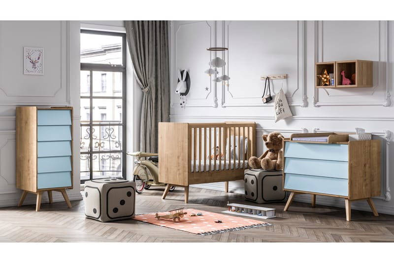 Spjälsäng Vintage 70x140 cm Trä/Natur - Ek - Möbler - Barnmöbler - Barnsäng & juniorsäng - Spjälsäng