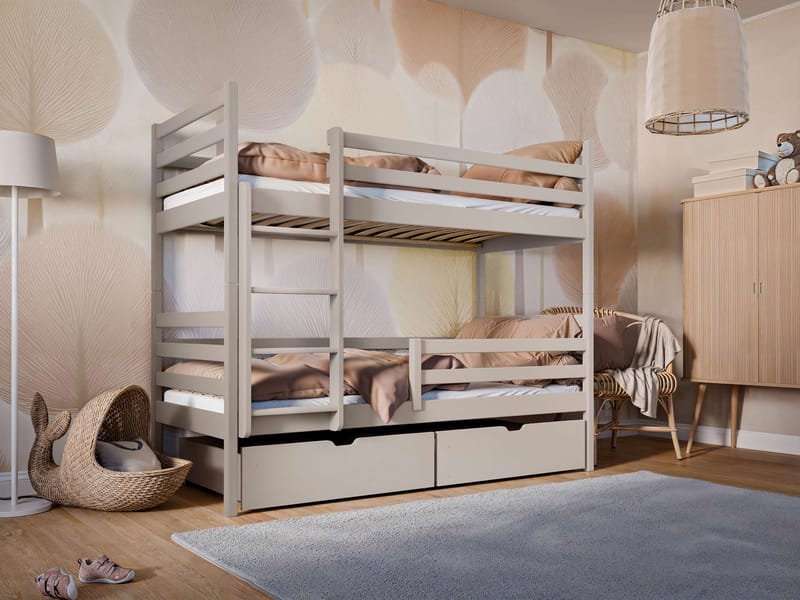 Suno Våningssäng Två Liggplatser 90x200 cm - Beige - Möbler - Barnmöbler - Barnsäng & juniorsäng - Loftsäng barn