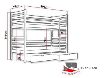 Suno Våningssäng Två Liggplatser 90x200 cm - Beige - Möbler - Barnmöbler - Barnsäng & juniorsäng - Loftsäng barn