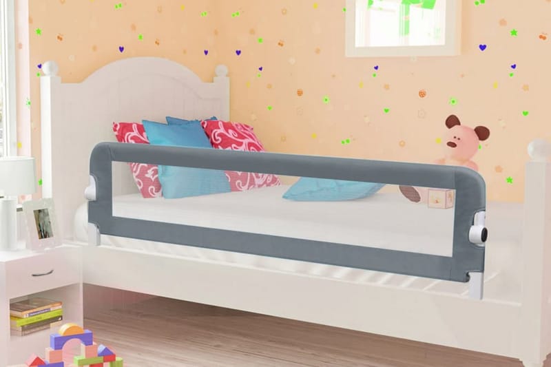 Sängskena för barn grå 120x42 cm polyester - Grå - Tillbehör barnsäng