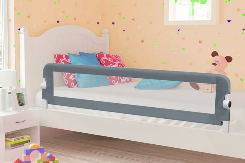 Sängskena för barn grå 180x42 cm polyester - Grå - Tillbehör barnsäng