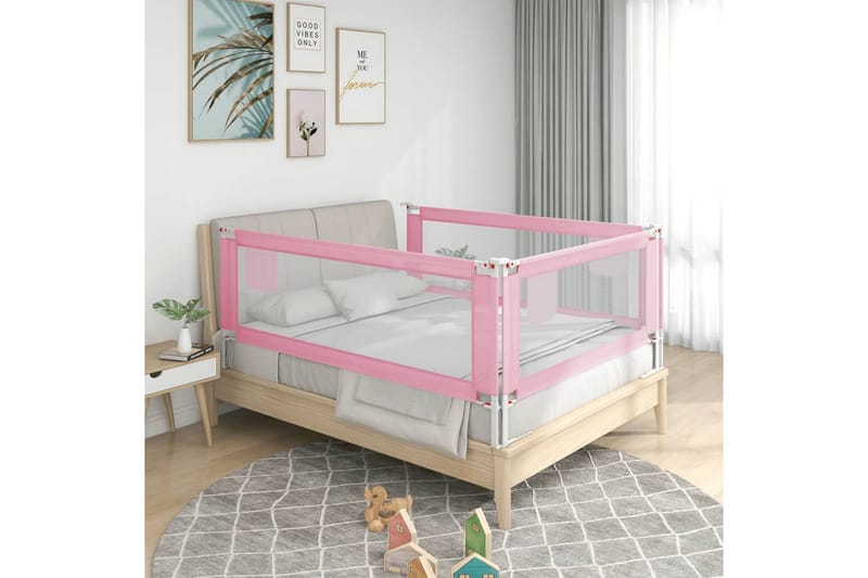 Sängskena för barn rosa 140x25 cm tyg - Rosa - Tillbehör barnsäng