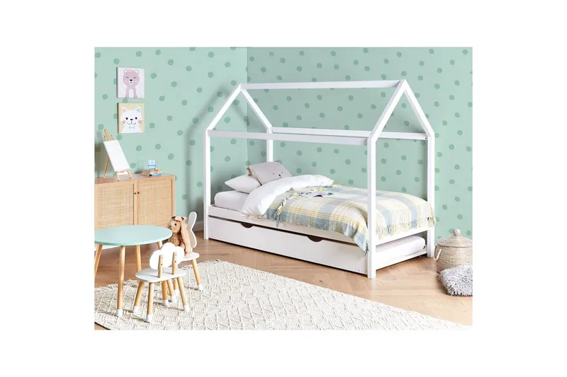 Utdragbar barnsäng Crillon - Vit - Möbler - Barnmöbler - Barnsäng & juniorsäng - Hussäng