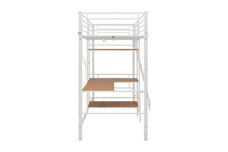Våningssäng med bord vit metall 90x200 cm - Vit - Loftsäng barn - Våningssäng barn