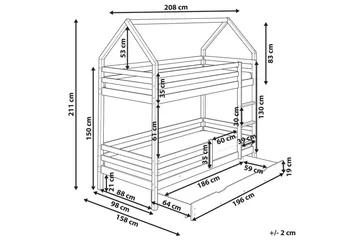 Våningssäng med lådor Girgols - Brun - Möbler - Barnmöbler - Barnsäng & juniorsäng - Loftsäng barn