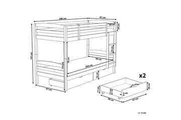 Våningssäng med lådor Regat med lådor Grå - Grå - Möbler - Barnmöbler - Barnsäng & juniorsäng - Loftsäng barn