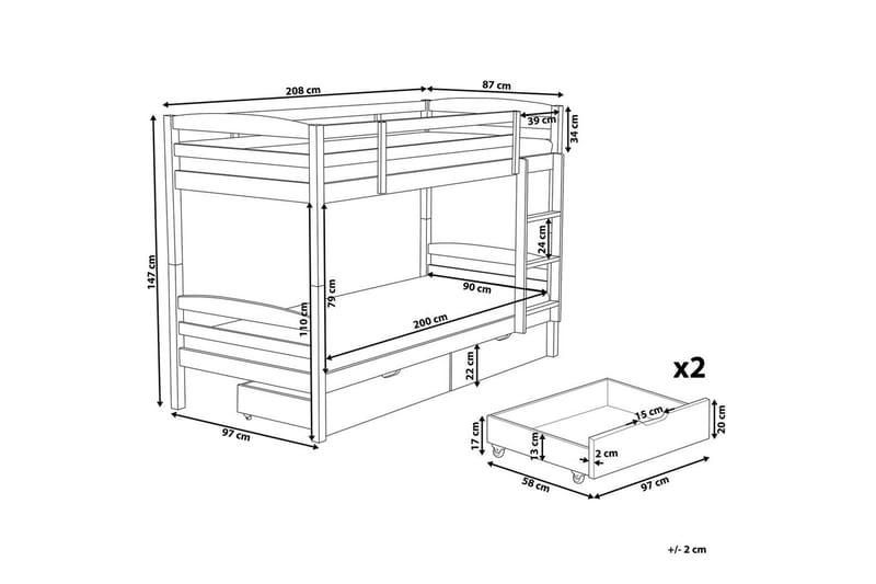 Våningssäng med lådor Regat med lådor Grå - Grå - Möbler - Barnmöbler - Barnsäng & juniorsäng - Loftsäng barn