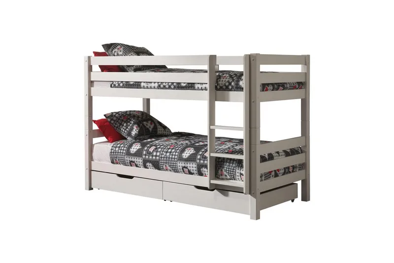 Våningssäng Pino Set med 2 Lådor Vit, 140 cm, Vit, 140 cm