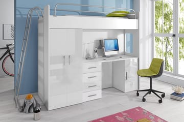 Barnsäng Porteous med Förvaring och Skrivbord 245 cm - Vit - Möbler - Barnmöbler - Barnsäng & juniorsäng - Våningssäng barn