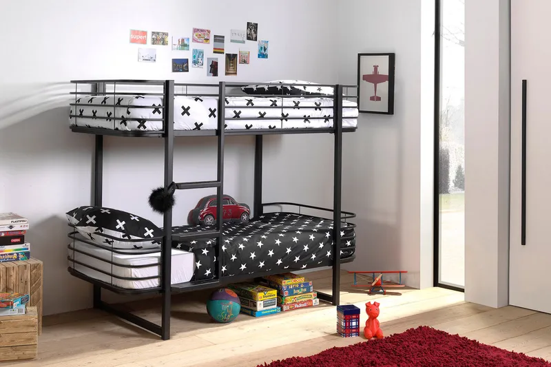 Boschba Våningssäng 90x200 cm - Svart - Möbler - Barnmöbler - Barnsäng & juniorsäng - Våningssäng barn