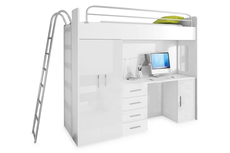 Mcreath Barnsäng med Förvaring och Skrivbord 245 cm, Vit
