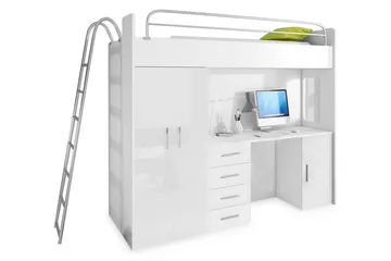 Mcreath Barnsäng med Förvaring och Skrivbord 245 cm - Vit - Möbler - Barnmöbler - Barnsäng & juniorsäng - Våningssäng barn