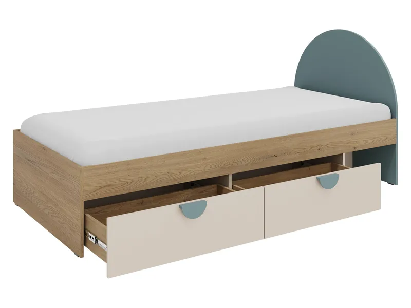 Zarek Juniorsäng 90x200 cm - Brun, blå och beige - Möbler - Barnmöbler - Barnsäng & juniorsäng - Barnsäng med förvaring