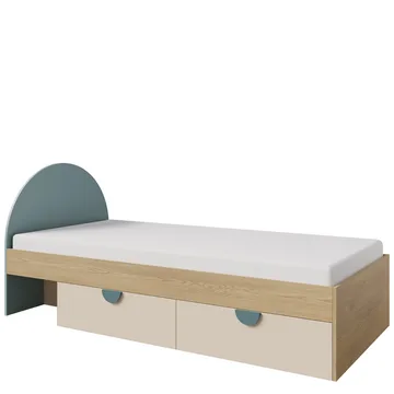 Zarek Juniorsäng 90x200 cm - Brun, blå och beige - Möbler - Barnmöbler - Barnsäng & juniorsäng - Barnsäng med förvaring